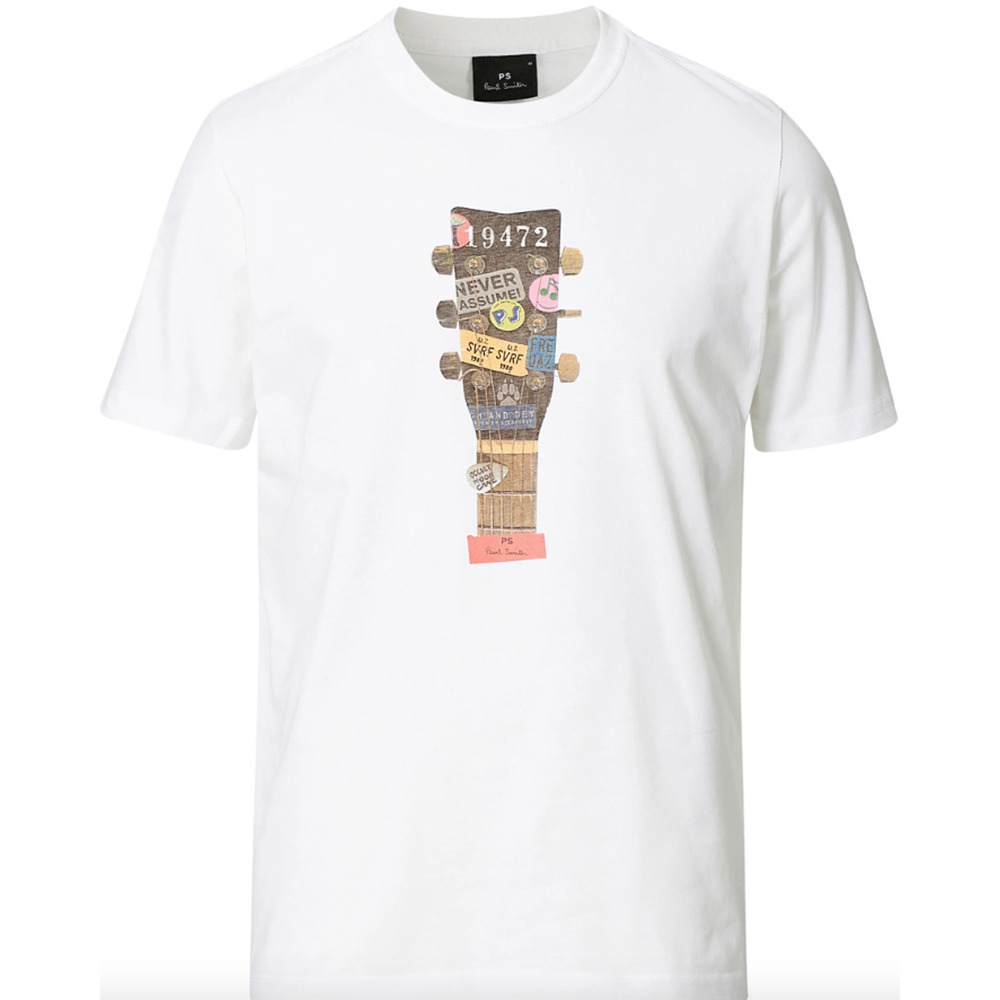 PS Paul Smith Headstock Guitar Regular Fit T-Shirt White Large Men EUC